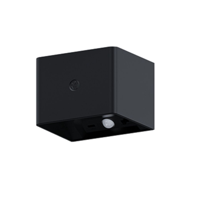 Aplique de pared recargable USB con sensor crepuscular y de movimiento CCT luz hacia arriba y hacia abajo negro