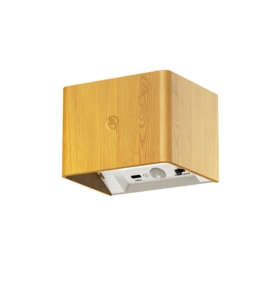 Aplique de pared recargable USB con sensor crepuscular y de movimiento CCT luz hacia arriba y hacia abajo madera
