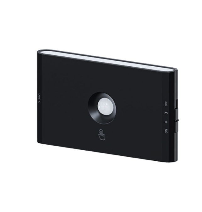 Aplique de pared recargable USB regulable en tono de luz CCT con sensor movimiento negro