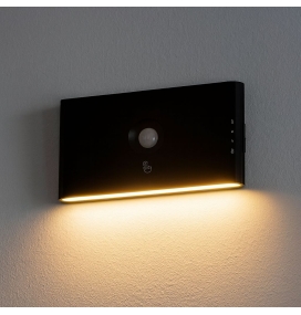 Aplique de pared recargable USB regulable en tono de luz CCT con sensor movimiento negro