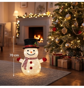 Muñeco de nieve plegable con 8 funciones de luz cálida 70cm