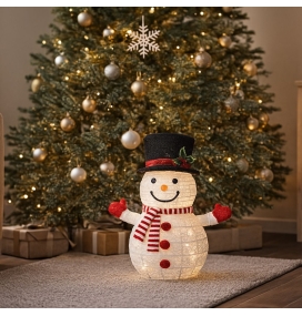 Muñeco de nieve plegable con 8 funciones de luz cálida 70cm