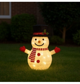 Muñeco de nieve plegable con 8 funciones de luz cálida 70cm
