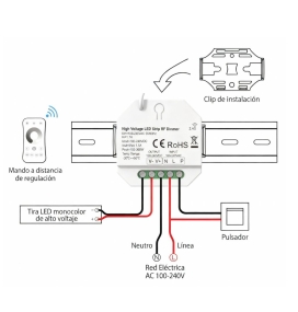 Regulador RF por pulsador 1 canal 1,5A 230V