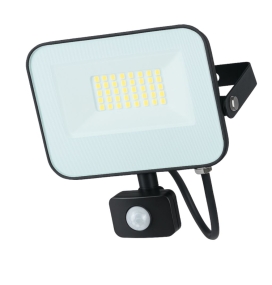 Foco proyector led 30W con sensor de movimiento y mando negro 4000K