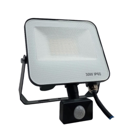 Foco proyector led 30W con sensor de movimiento y mando negro 4000K