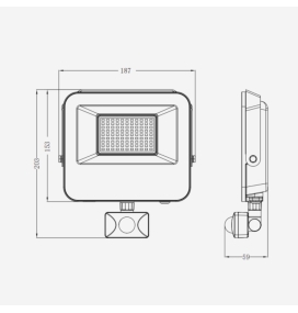 Foco proyector led 50W con sensor de movimiento y mando negro 4000K