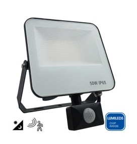 Foco proyector led 50W con sensor de movimiento y mando negro 4000K