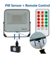 Foco proyector led 50W con sensor de movimiento y mando negro 4000K