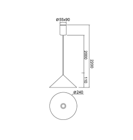 Lámpara colgante Mantra Cono 10W 3000K Regulable Triac cobre Ø18cm