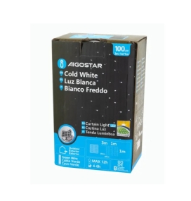 Cortina de guirnalda exterior solar navideña 1x1m 6500K