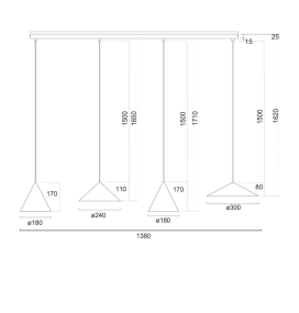 Lámpara colgante lineal Mantra Cono 20W 3000K Regulable Triac