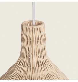 Lámpara colgante de ratán con cable blanco Gala Ø30cm