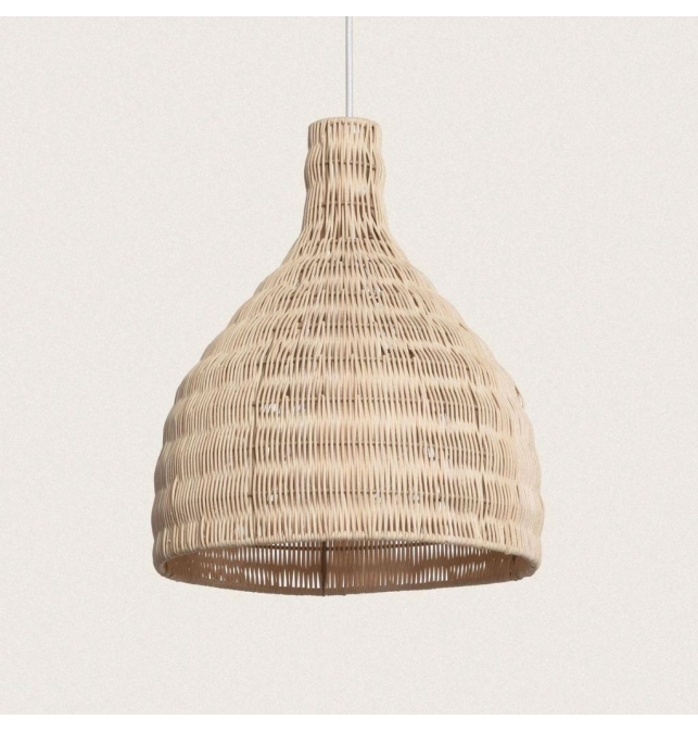 Lámpara colgante de ratán con cable blanco Gala Ø30cm