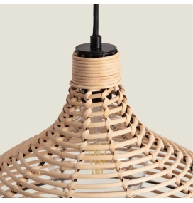 Lámpara colgante de ratán con cable negro Amara