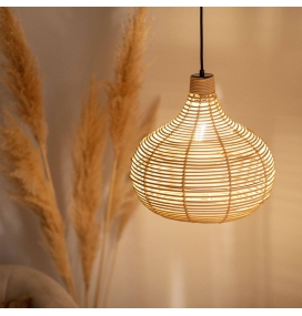 Lámpara colgante de ratán con cable negro Amara