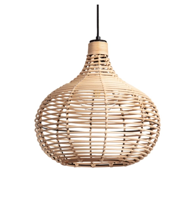 Lámpara colgante de ratán con cable negro Amara
