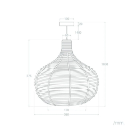 Lámpara colgante de ratán con cable negro Amara