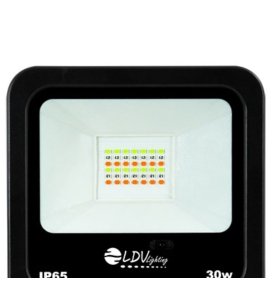 Foco proyector led RGB 30W 2250Lm con mando negro