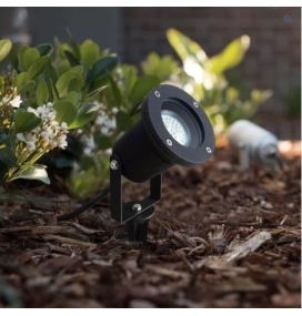 Pincho para jardin para bombilla GU10 IP65 negro