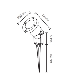 Pincho para jardin para bombilla GU10 IP65 negro