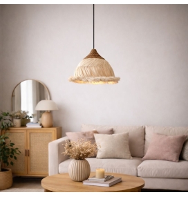 Lámpara de techo colgante de ratán y ramio Anahita