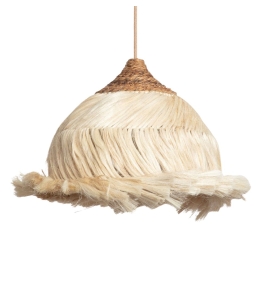 Lámpara de techo colgante de ratán y ramio con cable marrón Anahita