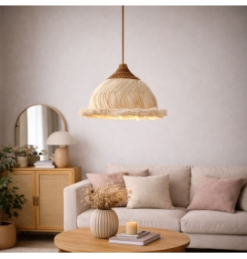 Lámpara de techo colgante de ratán y ramio con cable marrón Anahita