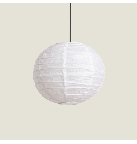 Lámpara colgante techo de tela redonda Liam S blanca