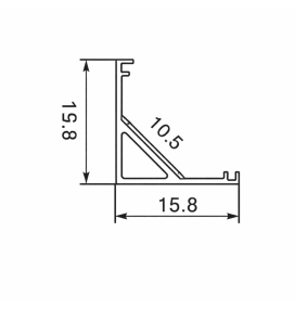 Perfil de aluminio esquina negro 2000x15.8x15.8mm con difusor negro para tiras led