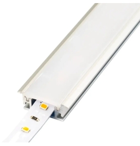 Perfil de aluminio empotrar suelo 2000x27.2x11mm difusor blanco reforzado