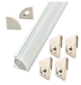 Perfil de esquina extrafino con difusor curvo 8x8mm plata