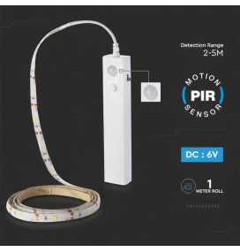 Tira de led con sensor de movimiento 2.4W 1 Metro 2700K a pilas