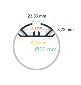 Perfil de aluminio cilíndrico para tiras led Ø30mm blanco 2 metros