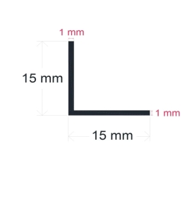 Perfil de aluminio en L para tiras led 15x15mm 2 metros plata