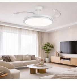 Ventilador de techo led con aspas retráctiles Emma XXL Ø132cm blanco