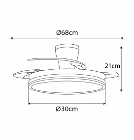 Ventilador de techo con aspas retráctiles y luz led Melody XS Long 24W blanco