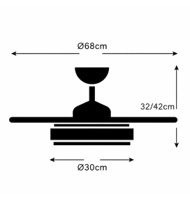 Ventilador de techo con aspas retráctiles y luz led Melody XS 24W blanco y madera