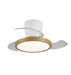 Ventilador de techo con aspas retráctiles y luz led Melody XS Long 24W blanco y madera