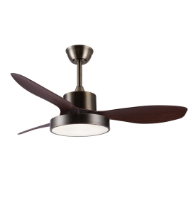 Ventilador de techo led Celeste XL 36W cuero y madera Ø120cm