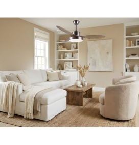 Ventilador de techo led Celeste XL 36W cromo y madera Ø120cm