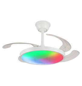 Ventilador de techo con aspas retráctiles y luz led RGB Melody S 32W blanco