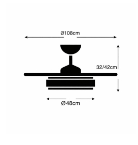 Ventilador de techo con aspas retráctiles y luz led Melody L 40W blanco