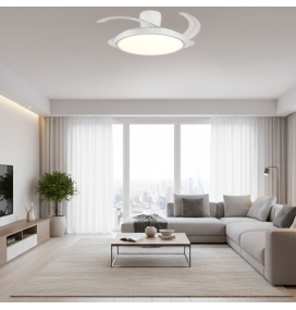 Ventilador de techo con aspas retráctiles y luz led Melody L Long 40W blanco
