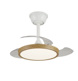 Ventilador de techo con aspas retráctiles y luz led Melody L 40W blanco y madera