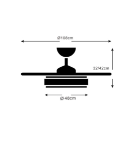 Ventilador de techo con aspas retráctiles y luz led Melody L 40W blanco y madera