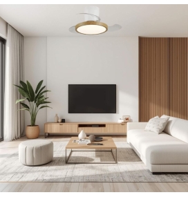 Ventilador de techo con aspas retráctiles y luz led Melody L Long 40W blanco y madera