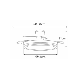 Ventilador de techo con aspas retráctiles y luz led Melody L Long 40W blanco y madera