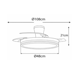 Ventilador de techo con aspas retráctiles y luz led RGB y blanca Melody L Long 40W blanco