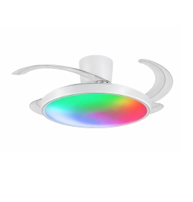Ventilador de techo con aspas retráctiles y luz led RGB y blanca Melody S Long 32W blanco